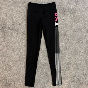 Victoria's Secret VSX Sport Knockout Tight Black Size S Colored Stripe Leggings